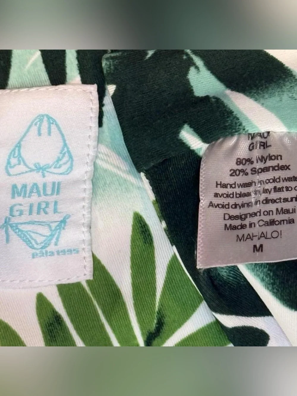 Like new! Maui Girl Tropical Bikini Bottoms — White, Green & Teal Floral Print